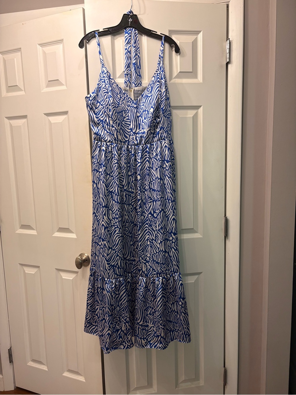 Lilly Pulitzer Blue and White Printed Spaghetti Strap Maxi Dress